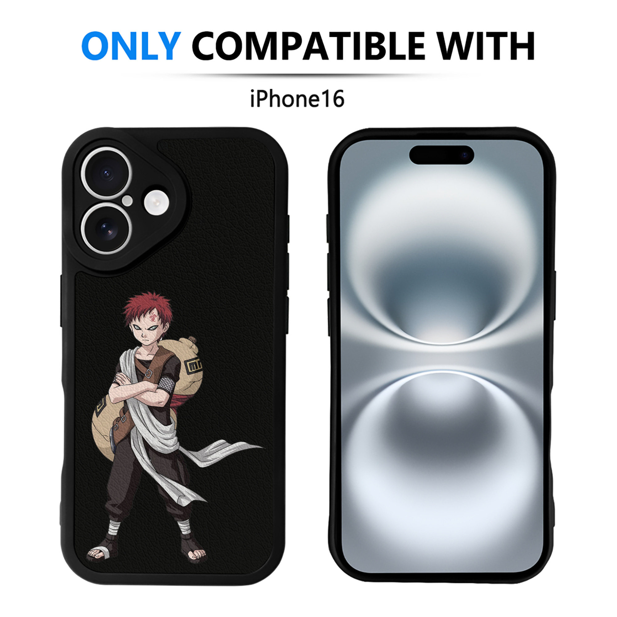 （画像用） NARUTO -ナルト- ガアラ Gaara 【iPhone 16シリーズ対応】シリコンスマホケース（レザー調） 材質：シリコン